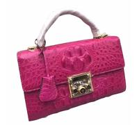 Sac cabas pour femme en cuir d'alligator véritable, petit sac à main blanc en cuir façon crocodile avec fermeture à cadenas, sac bandoulière pour femme