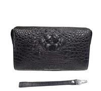 Sac cabas pour femme en cuir de crocodile authentique avec fermeture à code. Pochette pour homme en cuir d'alligator véritable. Porte-cartes.