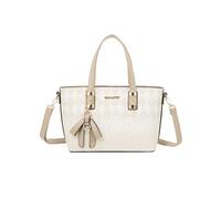 Sac Cabas pour Femme Motif Losange Texturé à Typographie Dispersée Beige