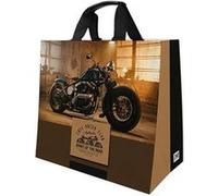 Sac cabas SPHERE 33 L polypropylène tissé motif moto Noir avec panneau avant imprimé marron/noir