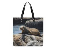 Sac cabas surdimensionné en cuir PU marron Seal on the Rock, sac bandoulière souple pour femme, sac week-end, sac hobo, sac shopping