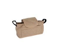 Poussette pour animaux de compagnie, tissu beige, chariot de voyage pliable, capacité de 15 kg, 4 roues, freins, crochet de sécurité pour chiens et chats, coussin de laisse, auvent, fenêtres.