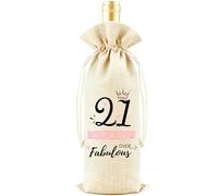 Sac cadeau 21e anniversaire, sac bouteille en lin à cordon pour vin, cadeaux d'anniversaire de 21 ans | Original « Pas un jour au-delà fabuleux » sac à vin pour filles, amies