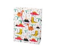 Sac cadeau à carreaux multicolores Dinosaure 32 cm x 26 cm x 10 cm