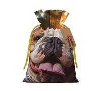 Sac cadeau amusant avec cordon de serrage imprimé bouledogue anglais pour fête, bonbons, cadeaux de Noël, décoration de vacances