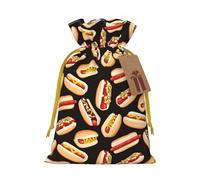 Sac cadeau amusant en lin avec cordon de serrage pour fête de Noël, emballage cadeau de vacances.