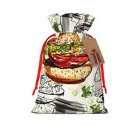 Sac cadeau amusant pour hamburgers et tasses avec poignées et étiquette, parfait pour Noël, un anniversaire, un mariage ou un cadeau quotidien - (M)