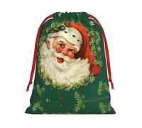 Sac cadeau avec cordon de serrage en peluche ultra douce et imprimé couronne de Père Noël pour fête de Noël, sacs de vacances de Noël, pochettes à bijoux de mariage