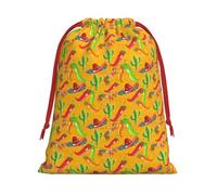 Sac cadeau avec cordon de serrage et chapeau de cactus et piment avec ruban rouge doux et élégant pour Noël, Halloween, convient aux cartes bonbons