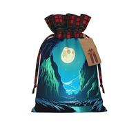 Sac cadeau avec cordon de serrage et inscription « Water Moon Cave » - Deux couleurs - M - Pratique - Convient pour Noël et anniversaire