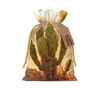 Sac cadeau avec cordon de serrage imprimé cactus du désert pour fête, bonbons, cadeaux de Noël