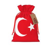 Sac cadeau avec cordon de serrage imprimé drapeau de la Turquie pour fête de mariage, anniversaire, sac cadeau unique, sac en toile réutilisable, 1 pièce M