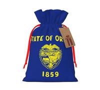Sac cadeau avec cordon de serrage imprimé drapeau de l'État de l'Oregon pour fête de mariage, anniversaire, sac cadeau unique, sac en toile réutilisable, 1 pièce M