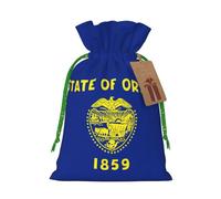 Sac cadeau avec cordon de serrage imprimé drapeau de l'État de l'Oregon pour fête de mariage, anniversaire, sac cadeau unique, sac en toile réutilisable, 1 pièce M