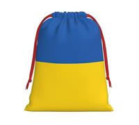 Sac cadeau avec cordon de serrage imprimé drapeau de l'Ukraine pour Noël, fêtes de fin d'année, tailles assorties