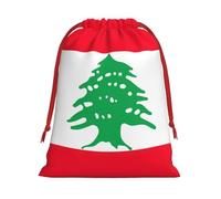 Sac cadeau avec cordon de serrage imprimé drapeau du Liban pour Noël, fêtes de fin d'année, tailles assorties