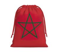 Sac cadeau avec cordon de serrage imprimé drapeau du Maroc pour Noël, fêtes de fin d'année, tailles assorties