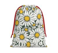 Sac cadeau avec cordon de serrage imprimé marguerite blanche pour Noël, vacances, mariage, anniversaire S