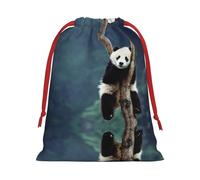 Sac cadeau avec cordon de serrage imprimé panda mignon durable et polyvalent, parfait pour les occasions festives
