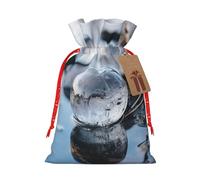 Sac cadeau avec cordon de serrage imprimé pierres sous la glace pour fête de mariage, anniversaire, sac cadeau unique, sac en toile réutilisable, 1 pièce petit