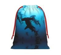 Sac cadeau avec cordon de serrage imprimé requins marteaux, durable et polyvalent, parfait pour les occasions festives