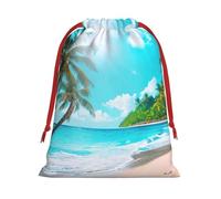 Sac cadeau avec cordon de serrage imprimé sur le thème de l'océan tropical, pour les fêtes, les anniversaires, les anniversaires de mariage