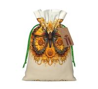 Sac cadeau avec cordon de serrage imprimé tournesol et papillon