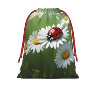 Sac cadeau avec cordon de serrage Motif coccinelle sur marguerite pour Noël, vacances, mariage, anniversaire S