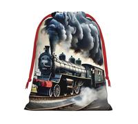 Sac cadeau avec cordon de serrage Motif train à vapeur et nuages Idéal pour les fêtes d'anniversaire, le quotidien, le bureau, la maison