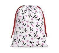 Sac cadeau avec cordon de serrage pour bouteille de parfum rose et caniche avec ruban rouge doux et élégant pour Noël, Halloween, convient aux bonbons en carton