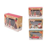 Sac Cadeau avec Fenêtre Transparente Boîtes à bonbons et biscuits de Noël, coffret cadeau en papier kraft, boîtes friandises for boulangerie avec fenêtre transparente(12pcs A)