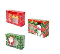 Sac Cadeau Avec Fenêtre Transparente Boîtes à bonbons et biscuits de Noël, coffret cadeau en papier kraft, boîtes friandises for boulangerie avec fenêtre transparente(12pcs E)
