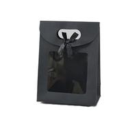 Sac Cadeau avec Fenêtre Transparente Boîtes cadeaux en papier kraft avec fenêtre transparente, 50/100 pièces, for dragées de mariage(Small-Black,50pcs)