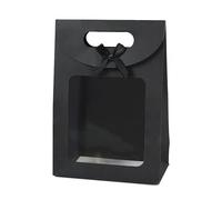 Sac Cadeau avec Fenêtre Transparente Boîtes cadeaux en papier kraft avec fenêtre transparente, 50/100 pièces, for dragées de mariage(Medium-Black,100pcs)