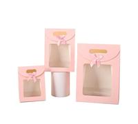 Sac Cadeau avec Fenêtre Transparente Boîtes cadeaux en papier kraft avec fenêtre transparente, lot de 12 ou 24 pièces, for dragées mariage(26x16x9cm,24pcs)