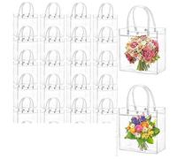 Sac Cadeau avec Fenêtre Transparente Lot de 20, 50 ou 100 sacs cadeaux en plastique transparent avec poignée, réutilisables, PVC, for fêtes mariage(20x15x7CM,100PCS)