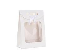 Sac Cadeau avec Fenêtre Transparente Lot de 25 sacs cadeaux en papier kraft avec fenêtre transparente et poignée for bonbons, biscuits, gâteaux, emballage cadeau(White,19x27x9cm)