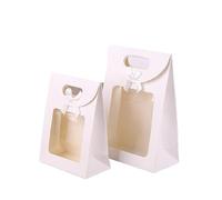 Sac Cadeau avec Fenêtre Transparente Lot de 25 sacs cadeaux noirs et blancs avec fenêtre transparente, en papier kraft poignée(WHITE,24x12x32cm)