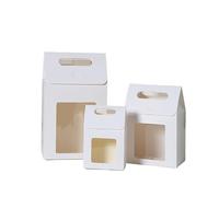 Sac Cadeau avec Fenêtre Transparente Lot de 50/100 sacs cadeaux en papier kraft avec fenêtre transparente et poignée, for bonbons, biscuits(White,27x16x9cm,50pcs)