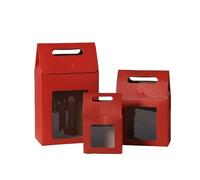 Sac Cadeau avec Fenêtre Transparente Lot de 50/100 sacs cadeaux en papier kraft avec fenêtre transparente et poignée, for bonbons, biscuits(Burgundy,15x10x6cm,100pcs)