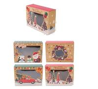 Sac Cadeau avec Fenêtre Transparente,Sac Papier Kr Boîtes à bonbons et biscuits de Noël, coffret cadeau en papier kraft, boîtes friandises for boulangerie avec fenêtre transparente(12pcs B)