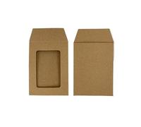 Sac Cadeau avec Fenêtre Transparente,Sac Papier Kr Lot de 100 mini enveloppes en papier kraft avec fenêtre transparente for cartes vœux, photos, cadeaux(Brown,15.5x11.7cm)