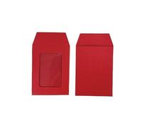 Sac Cadeau avec Fenêtre Transparente,Sac Papier Kr Lot de 100 mini enveloppes en papier kraft avec fenêtre transparente for cartes vœux, photos, cadeaux(Red,8x6cm)