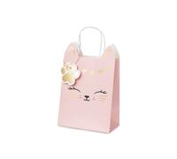Sac cadeau chat avec anse 18x10x27cm rose clair / or