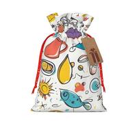 Sac cadeau coloré avec cordon de serrage et plumes dessinées à la main pour fête de mariage, anniversaire, sac cadeau unique, sac en toile réutilisable, 1 pièce petit