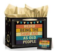 Sac cadeau d'anniversaire amusant « Weird Being The same Age As Old People » - Sac cadeau d'anniversaire vintage pour homme avec carte de vœux Old Lives Matter - Sacs d'anniversaire pour papa