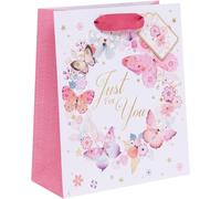 Sac Cadeau D'anniversaire Motif Papillons Just For You ,25,3 X 21,5 X 10,2 Mm ,Multicolore