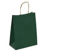 Sac cadeau de fête vacances avec poignée, sac courses bijoux, mariage Saint-Valentin, en papier coloré pour Banquet(Deep green,15x21cmx10PCS)