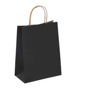 Sac cadeau de fête vacances avec poignée, sac courses bijoux, mariage Saint-Valentin, en papier coloré pour Banquet(Black,15x21cmx10PCS)
