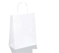 Sac cadeau de fête vacances avec poignée, sac courses bijoux, mariage Saint-Valentin, en papier coloré Pour Mariages Fête(White,15x21cmx10PCS)